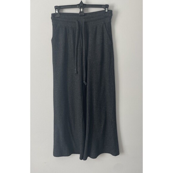 Beyond Yoga Charcoal Gray Waffle Knit Wide Leg Cropped Pants XS Athleisure - Picture 1 of 7